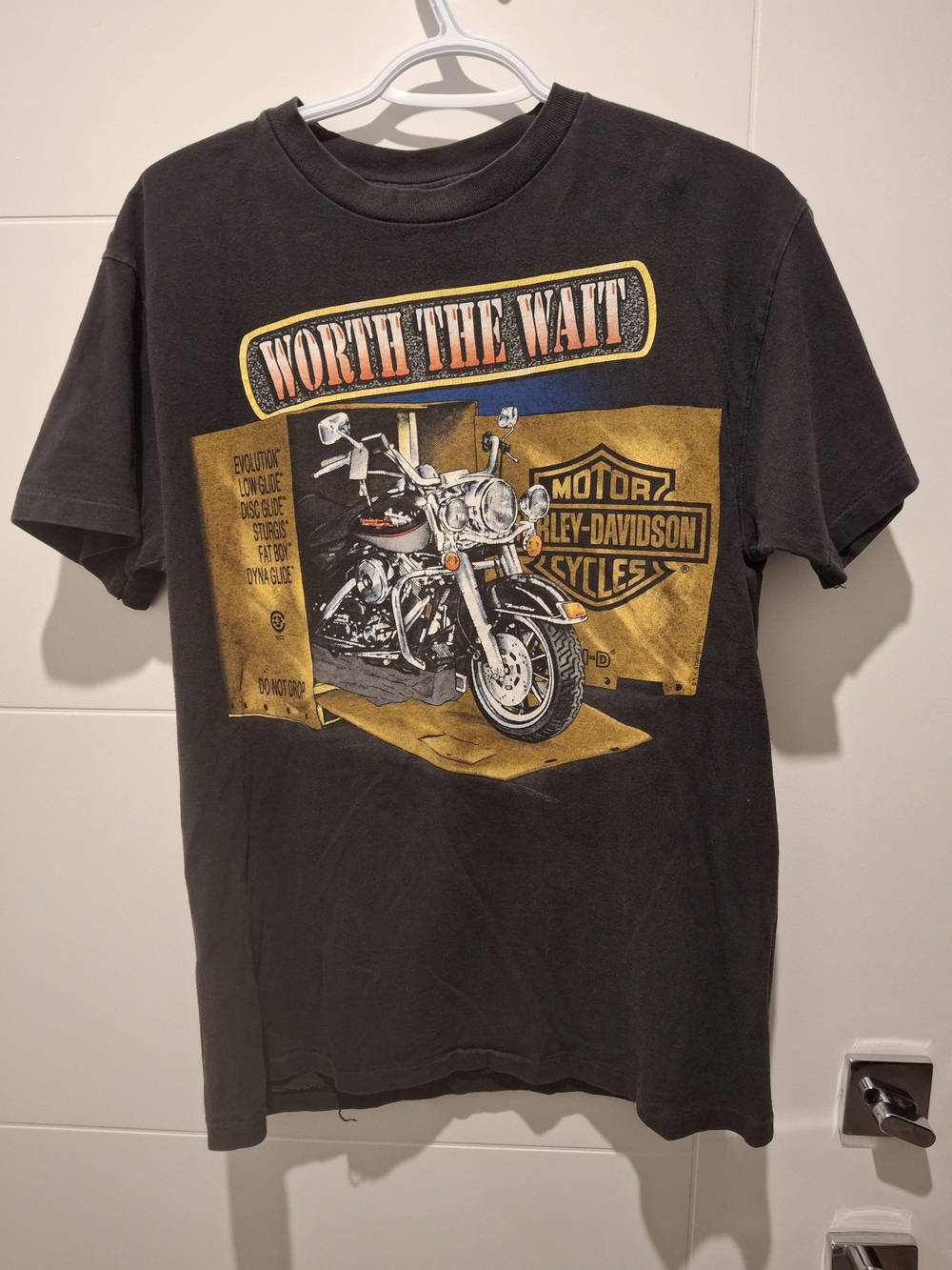 Harley-Davidson Black Short Sleeve Tee with Yellow and White Motorcycle Graphic
